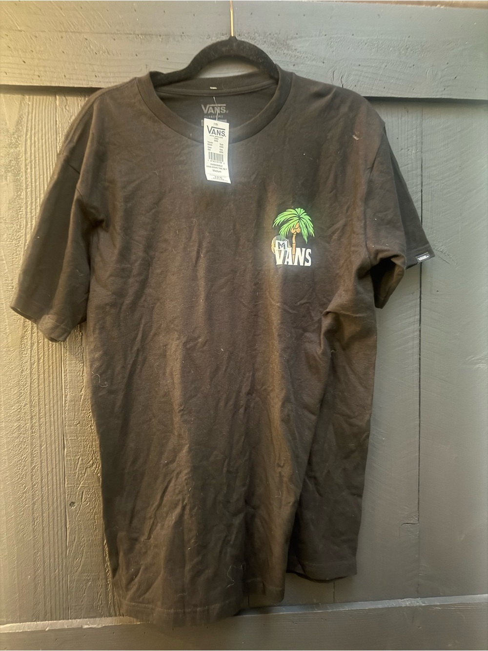 Vans Black T‑Shirt with Green Palm Logo
